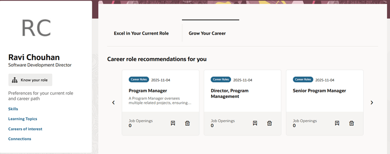  Career Role Recommendations for You Tab