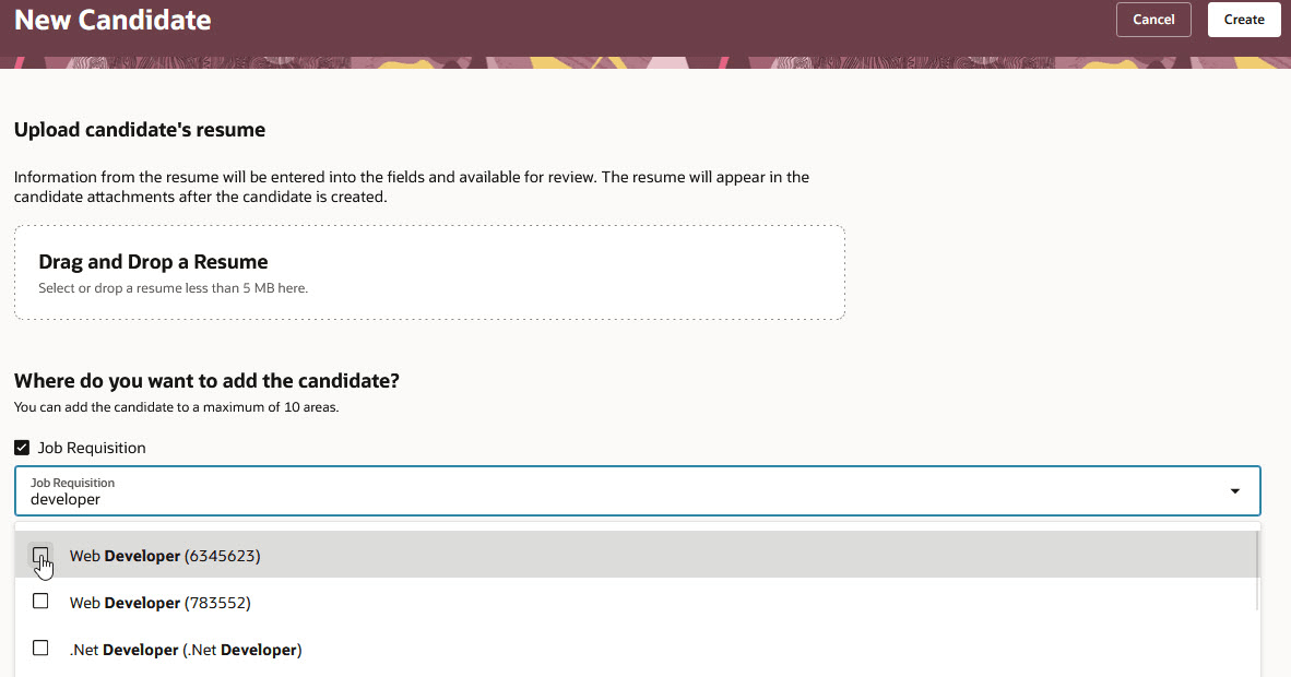 Multi-Select When Creating a Candidate