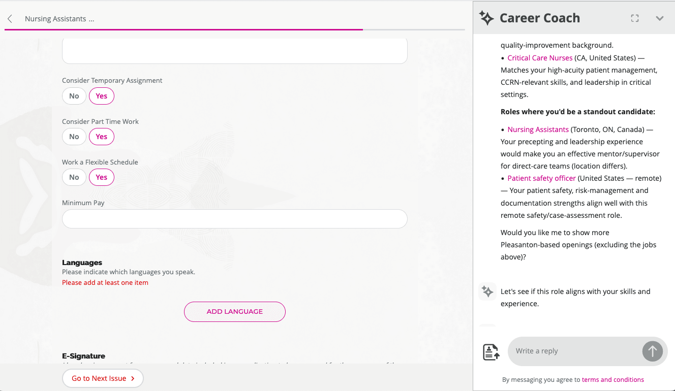 One-Page Apply Flow Navigation