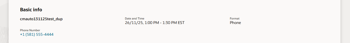 Basic Info Section on the Interview Details Page