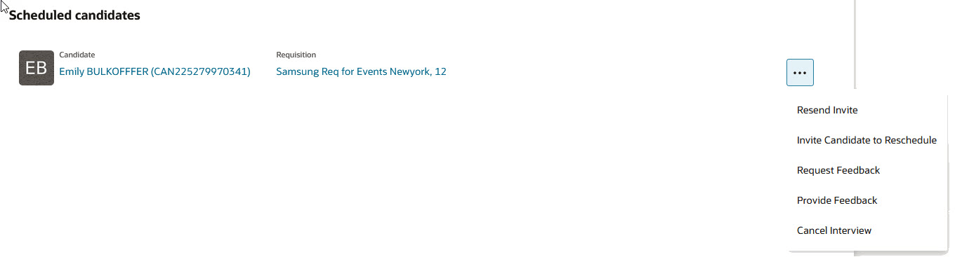 Scheduled Candidates Section on the Interview Details Page