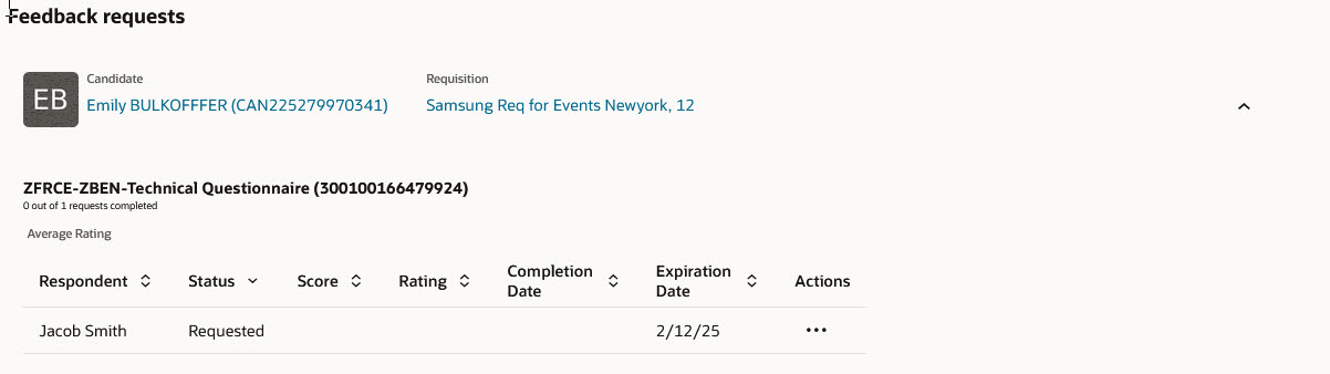 Feedback Requests Section on the Interview Details Page
