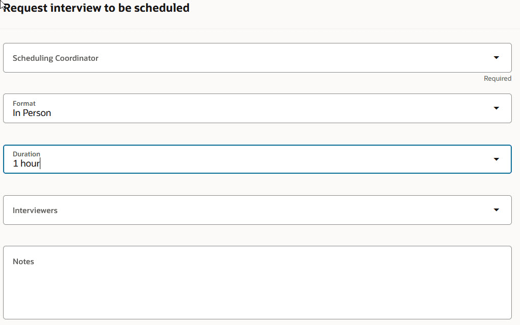 Request Interview to be Scheduled Panel