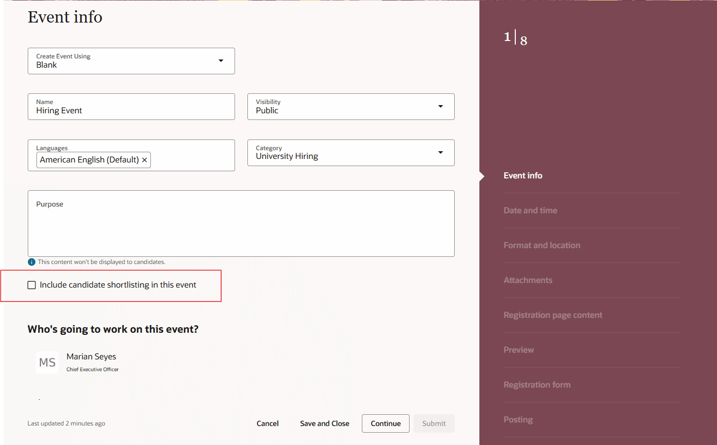 Include Candidate Shortlisting Checkbox