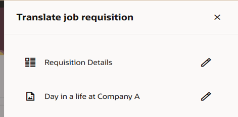Translate Job Requisition Panel