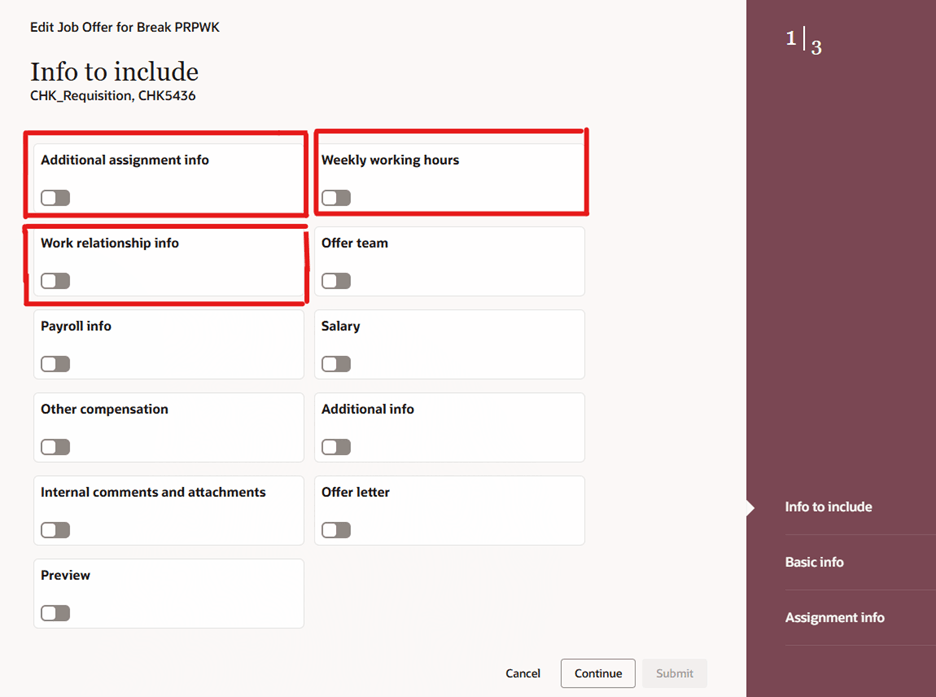 New Sections in the Edit Offer Flow