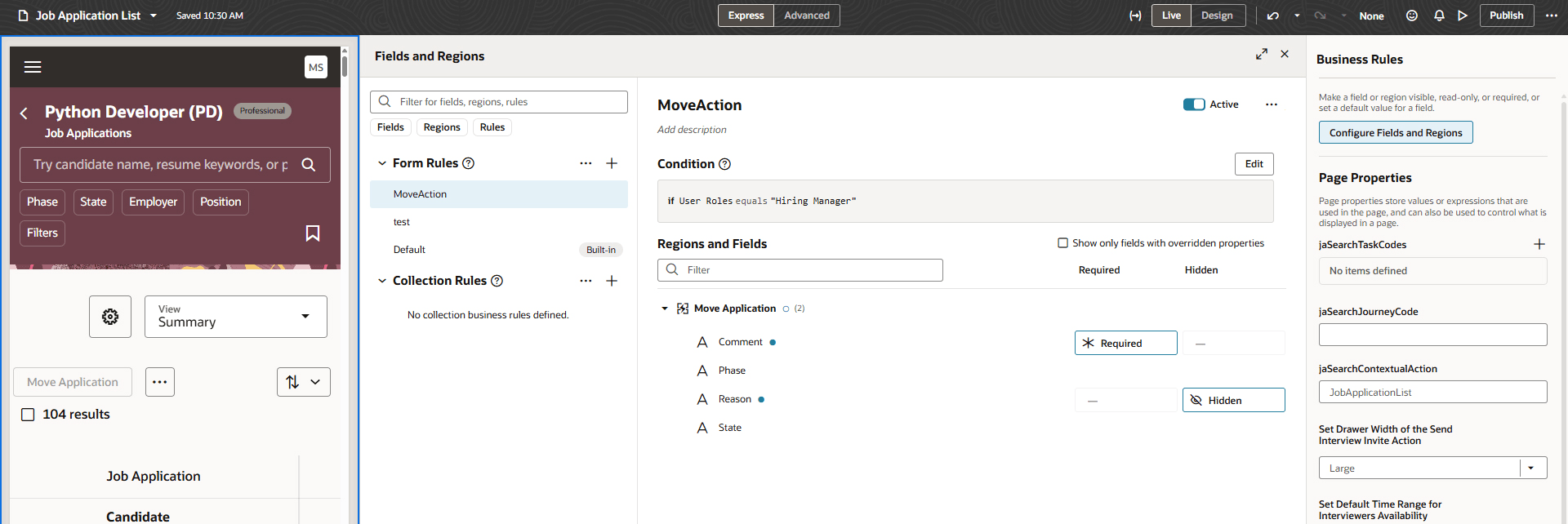 Move Application Action Configuration in Visual Builder Studio