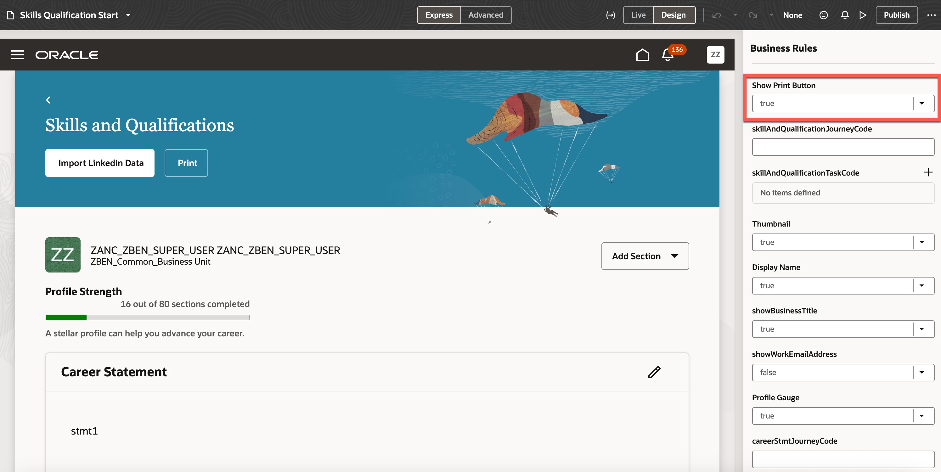 Page property to hide the Print button