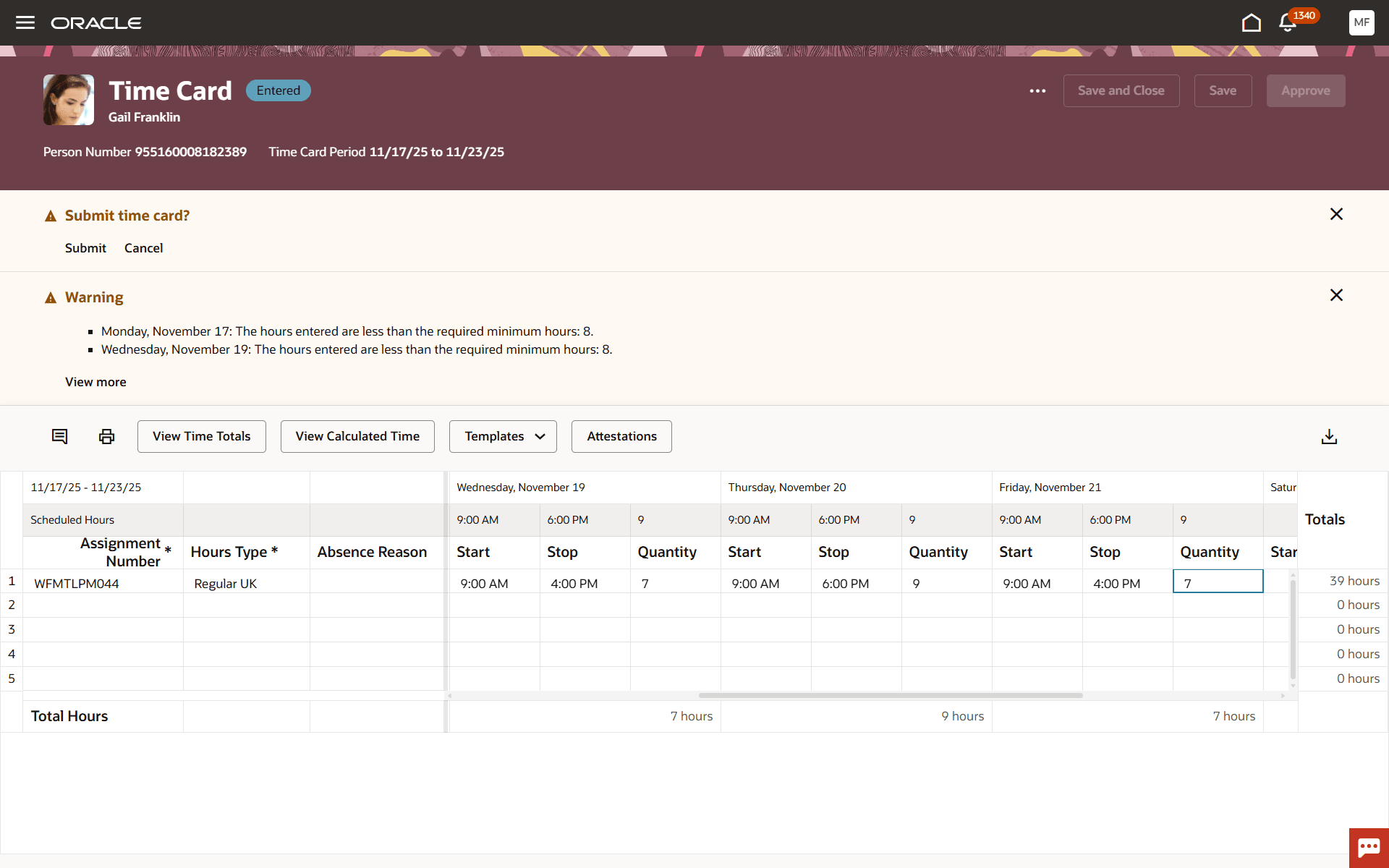 Warning Exceptions Generated after a Manager's Edit, Implying an Attestation