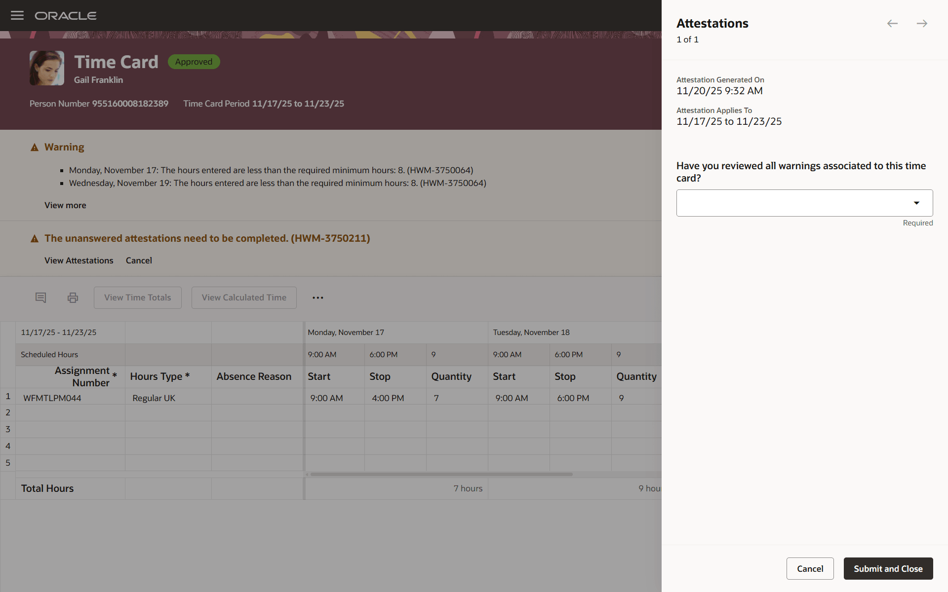 Worker Attestation about Having Reviewed the Warnings