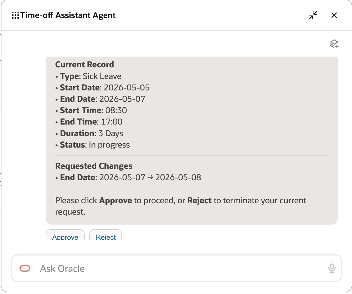 Change to absence requested