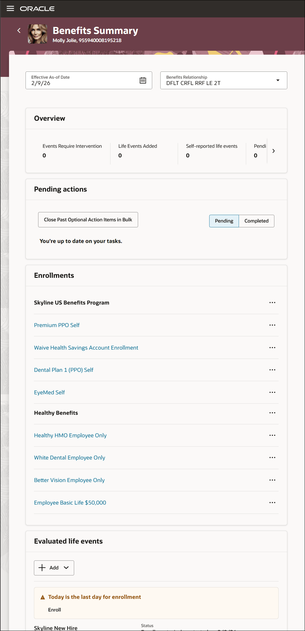 Benefits Summary - Enrollments