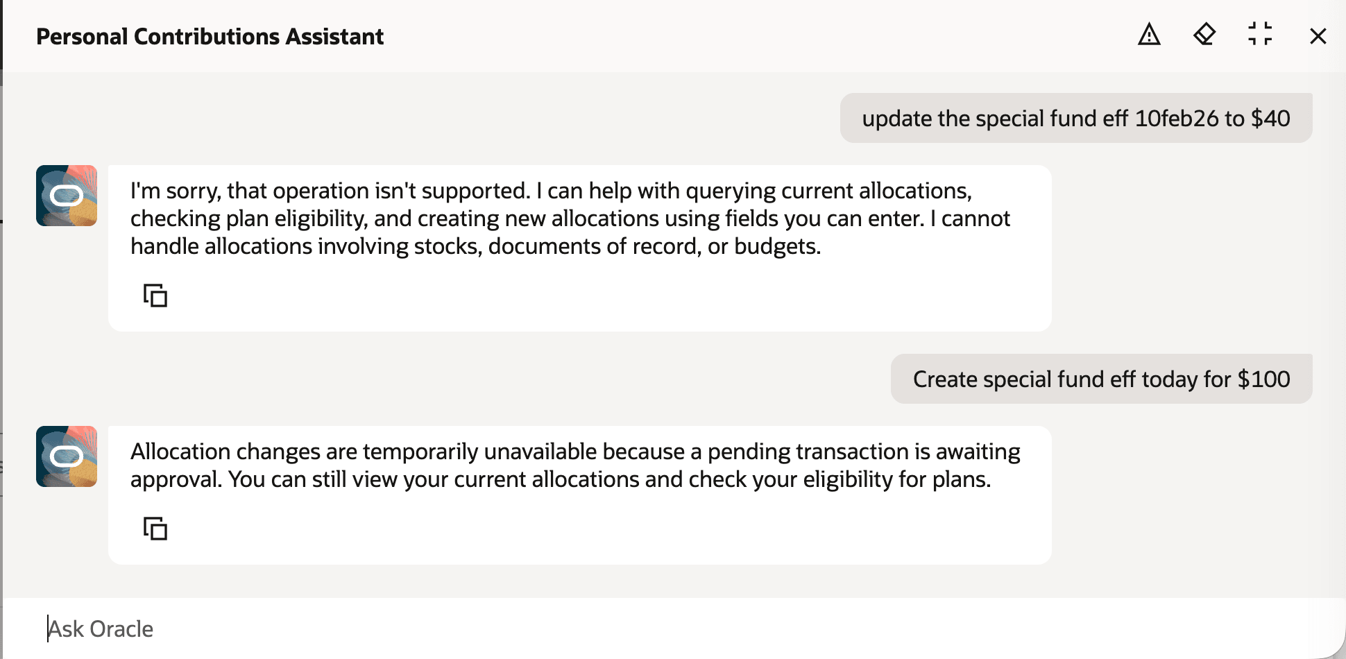 Messages Conveying Unsupported or Unavailable Situation