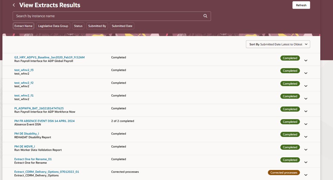 View Extract Results