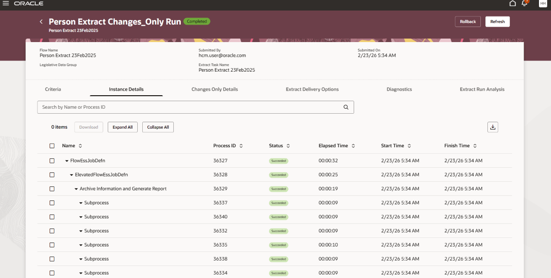 Instance Details Tab