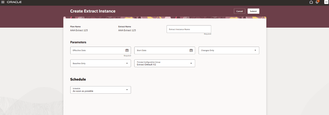 Create extract instance