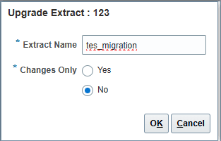 Upgrade extract dialog box