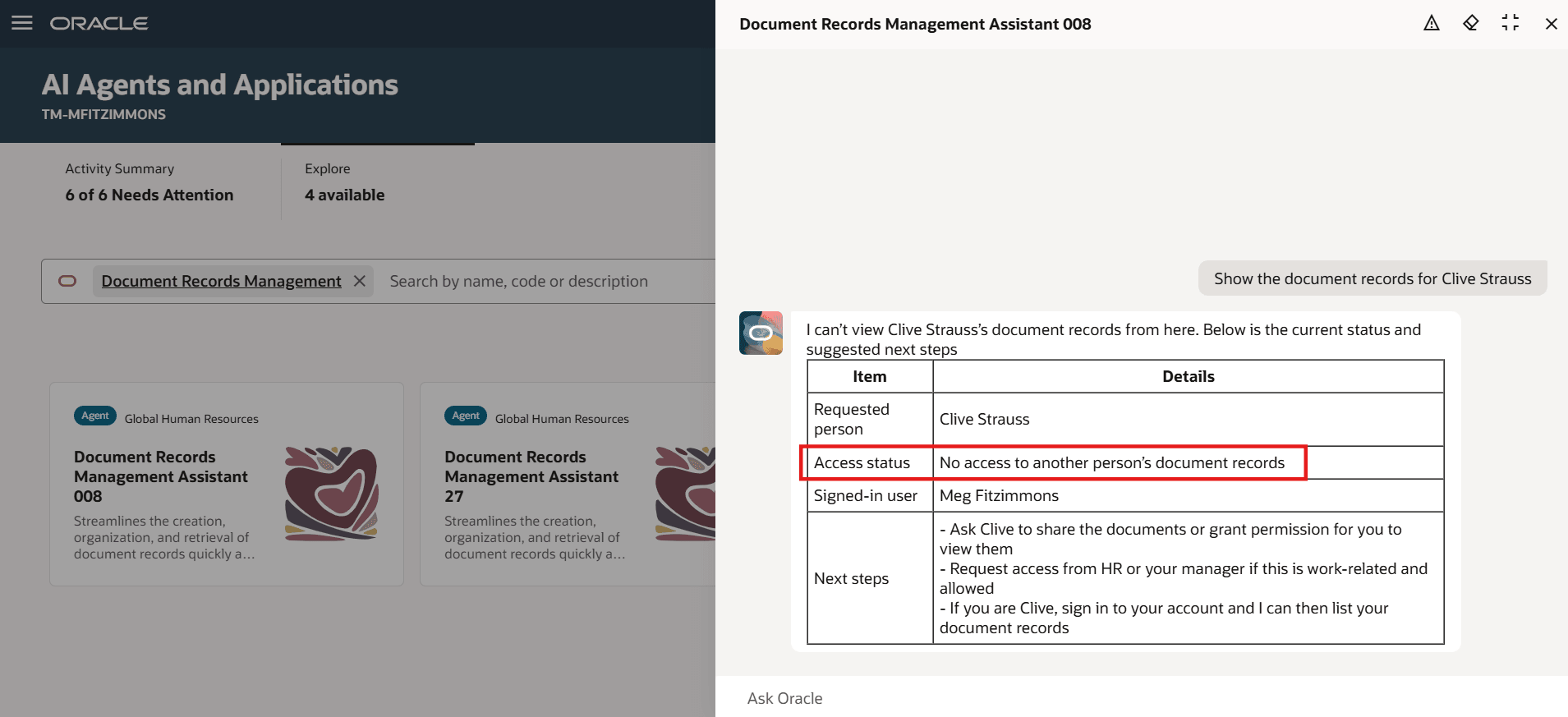 AI Assistant Only Retrieves Data Based on Logged-in User's Access