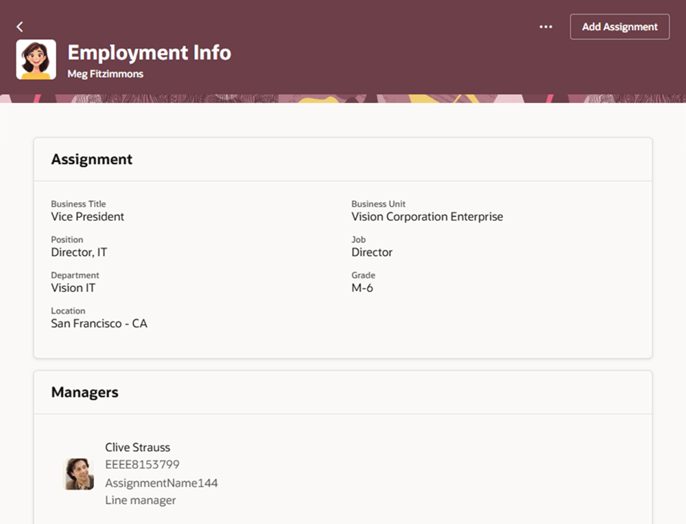 Recipient clicks the View Shared Information Link and is taken to the Employment Info page