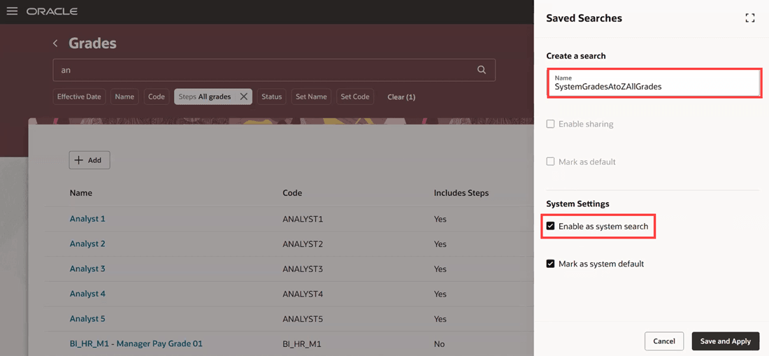 Enable a search as a system search