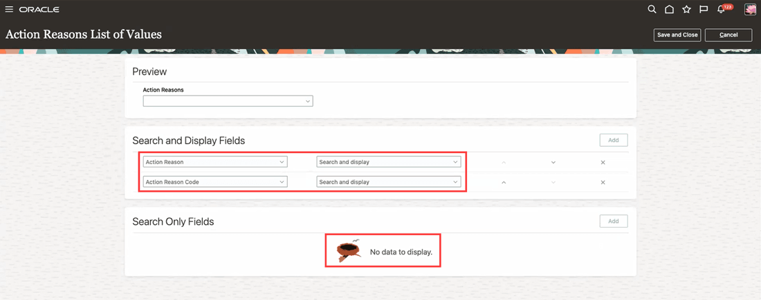 Both fields added to Search and Display Fields