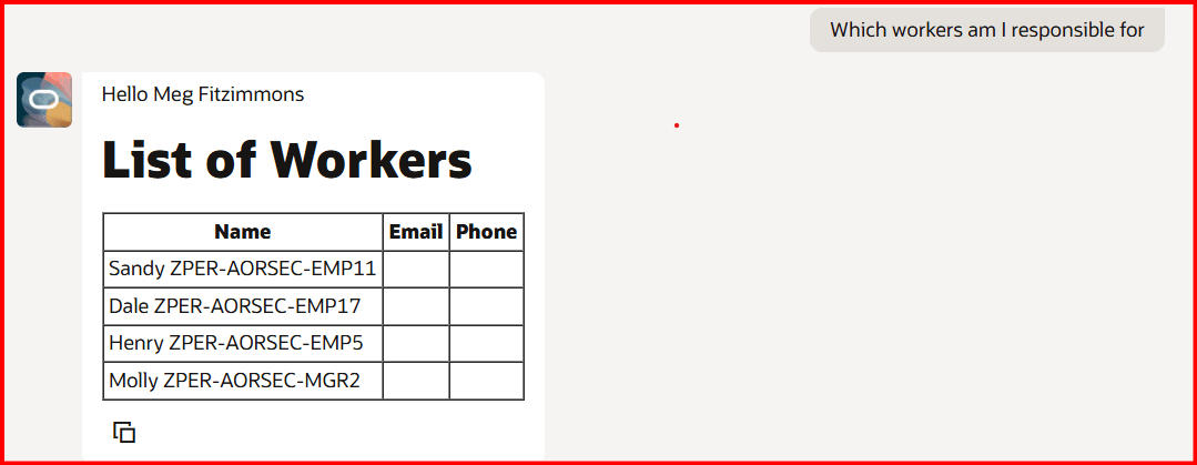 Results Showing Workers based on My Areas of Responsibilities