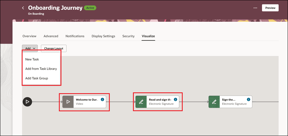 Add Task to the Layout Based on the Sequence