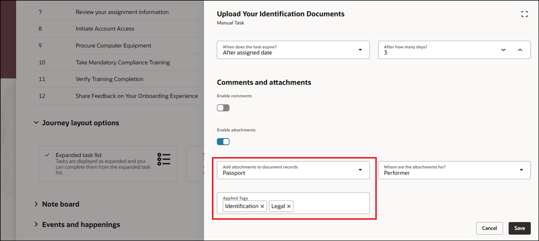 Select Tags for Document Type
