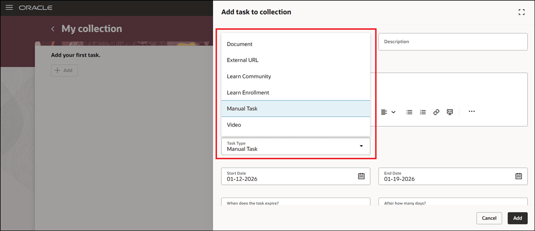 Task Types for My Collection Journey