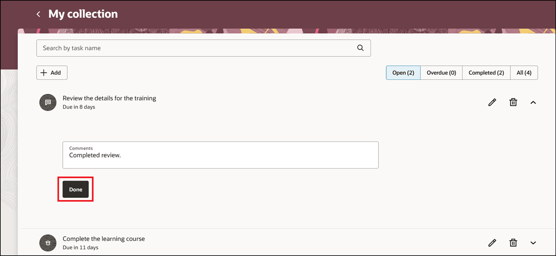 Click Done to Complete Task