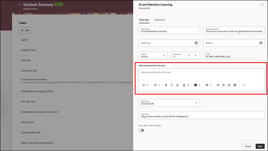 External URL Task in a Guided Journey with No Task Notes