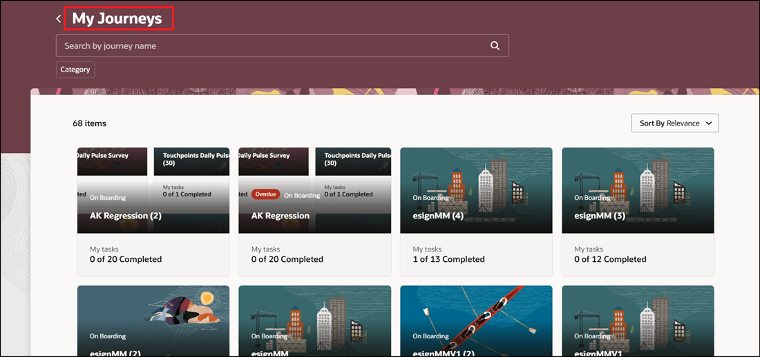 Deep Link Navigation to My Journeys Page Showing Open Journeys
