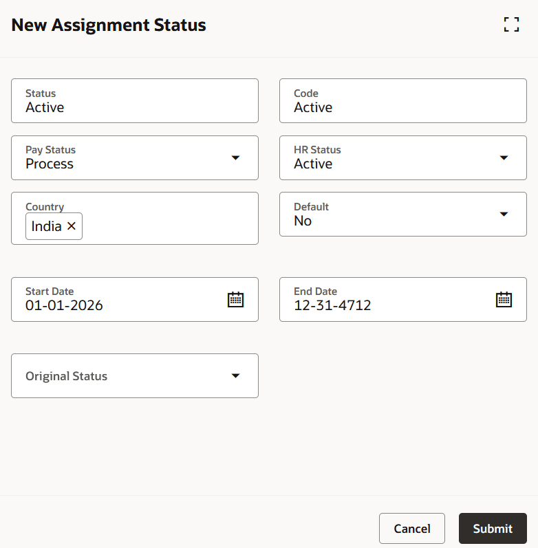 New assignment status