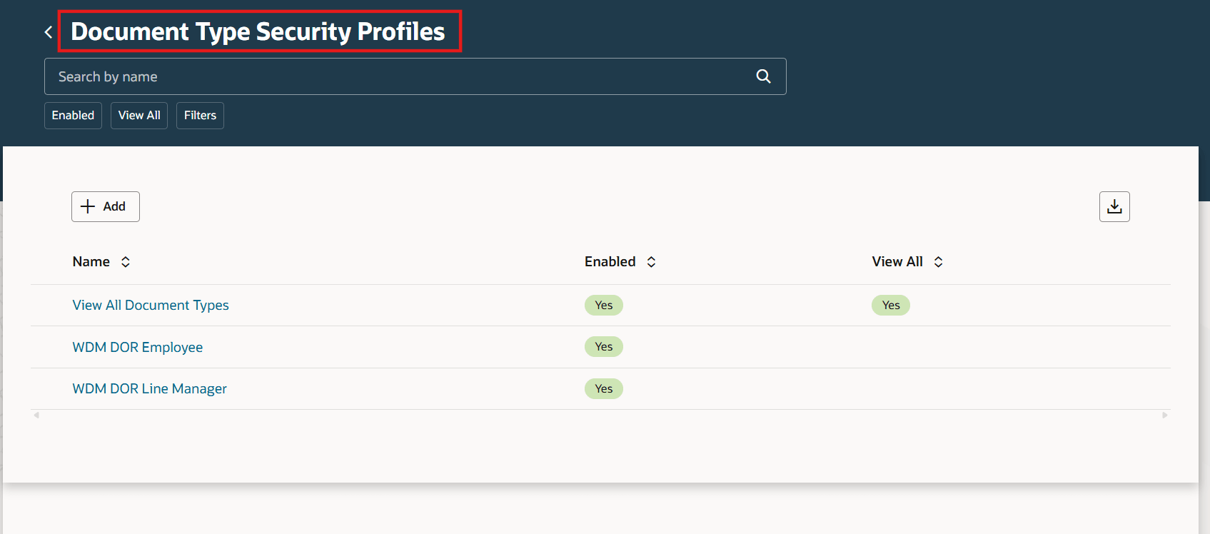 Redwood Document Type Security Profile Page Enabled by Default