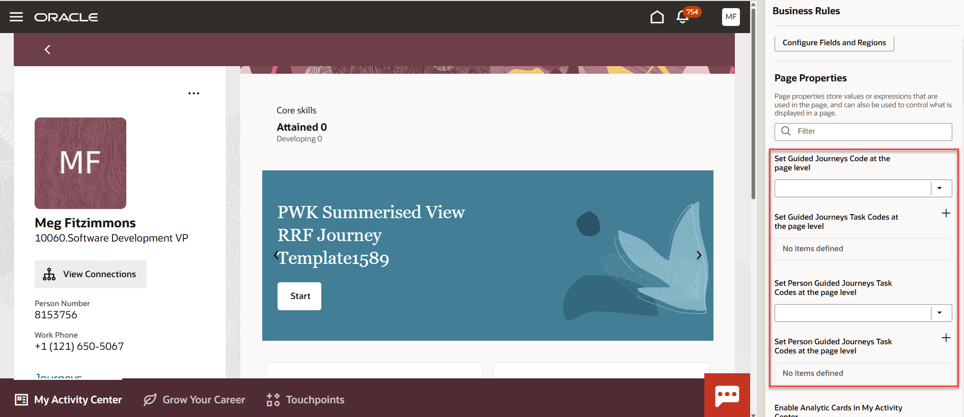 Page properties for guided journeys