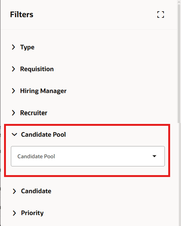 Recruiting Activity Center Filters