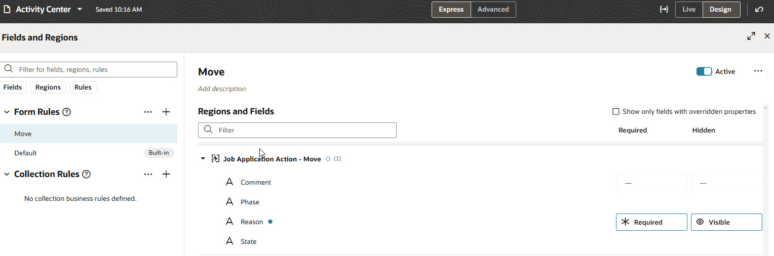 Job Application Action - Move Field