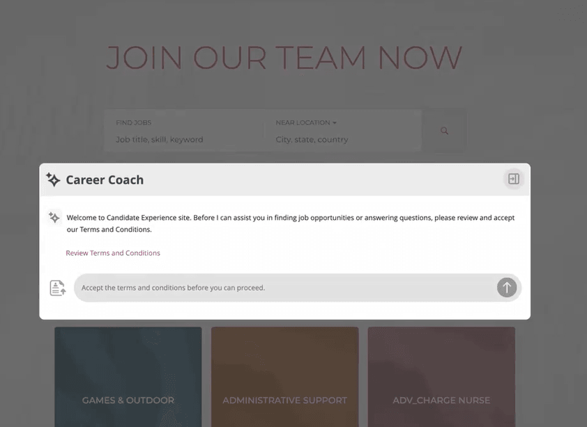 Legal Disclaimer Presented Before Candidates Can Use Career Site