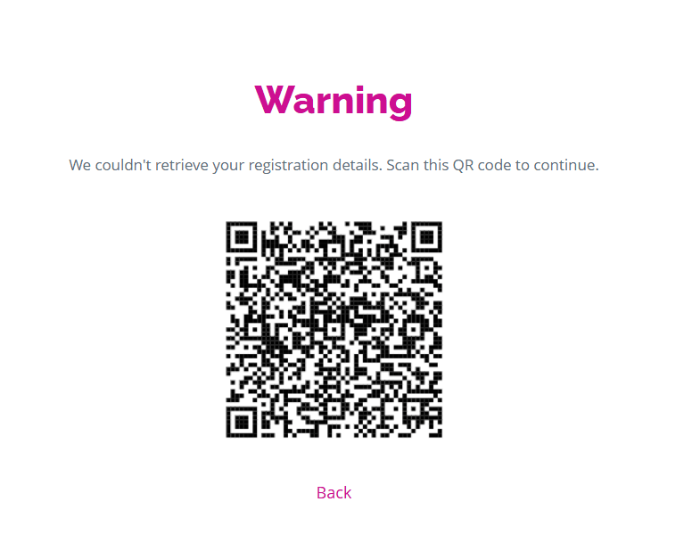 QR code allows candidates to register on the day of the event.