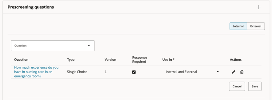Prescreening Question