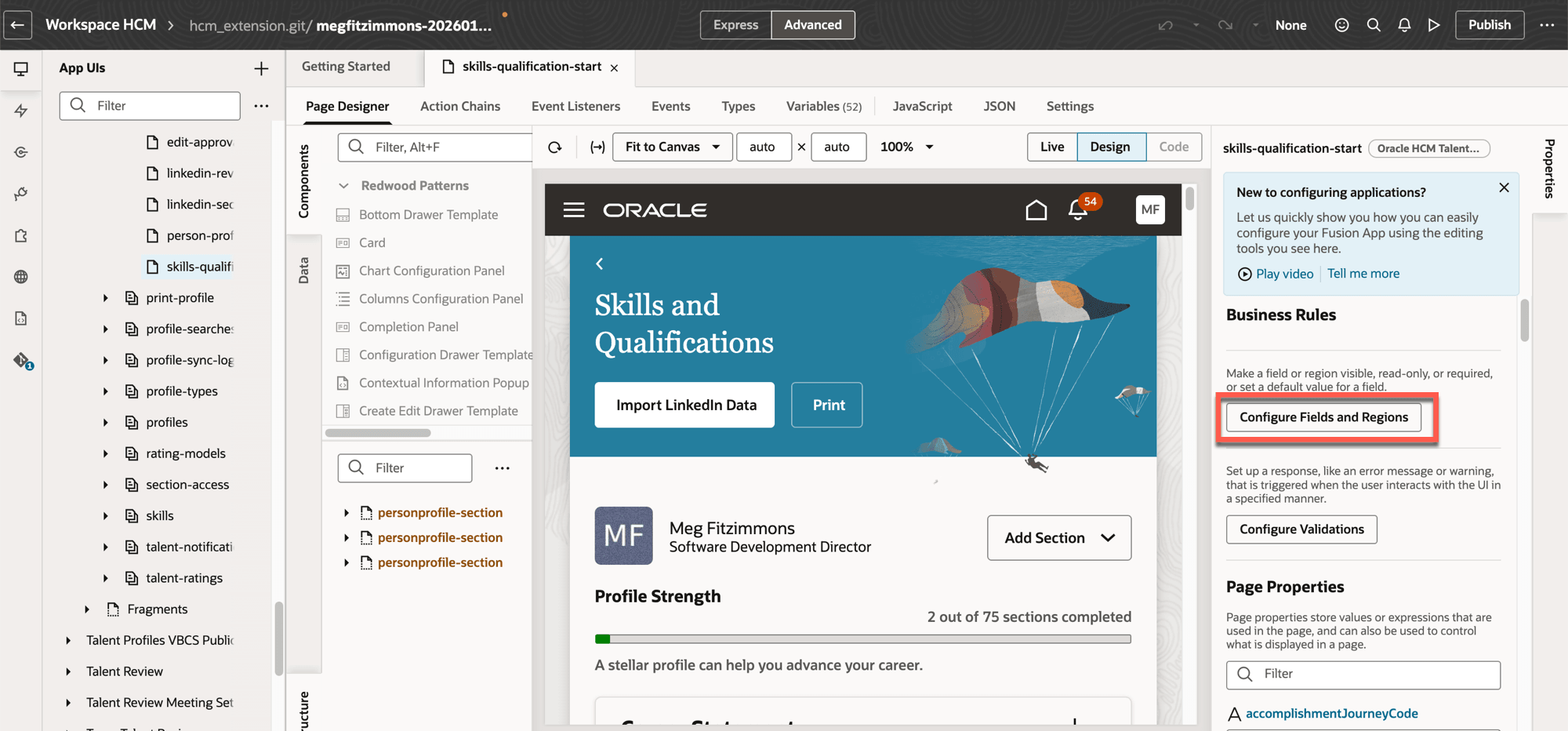 Defining a rule for the Skills and Qualifications page