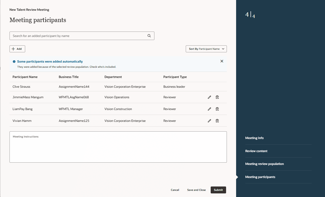 Meeting participants step