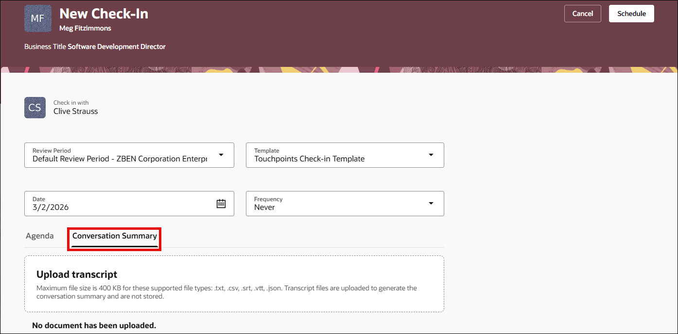 Conversation Summary tab
