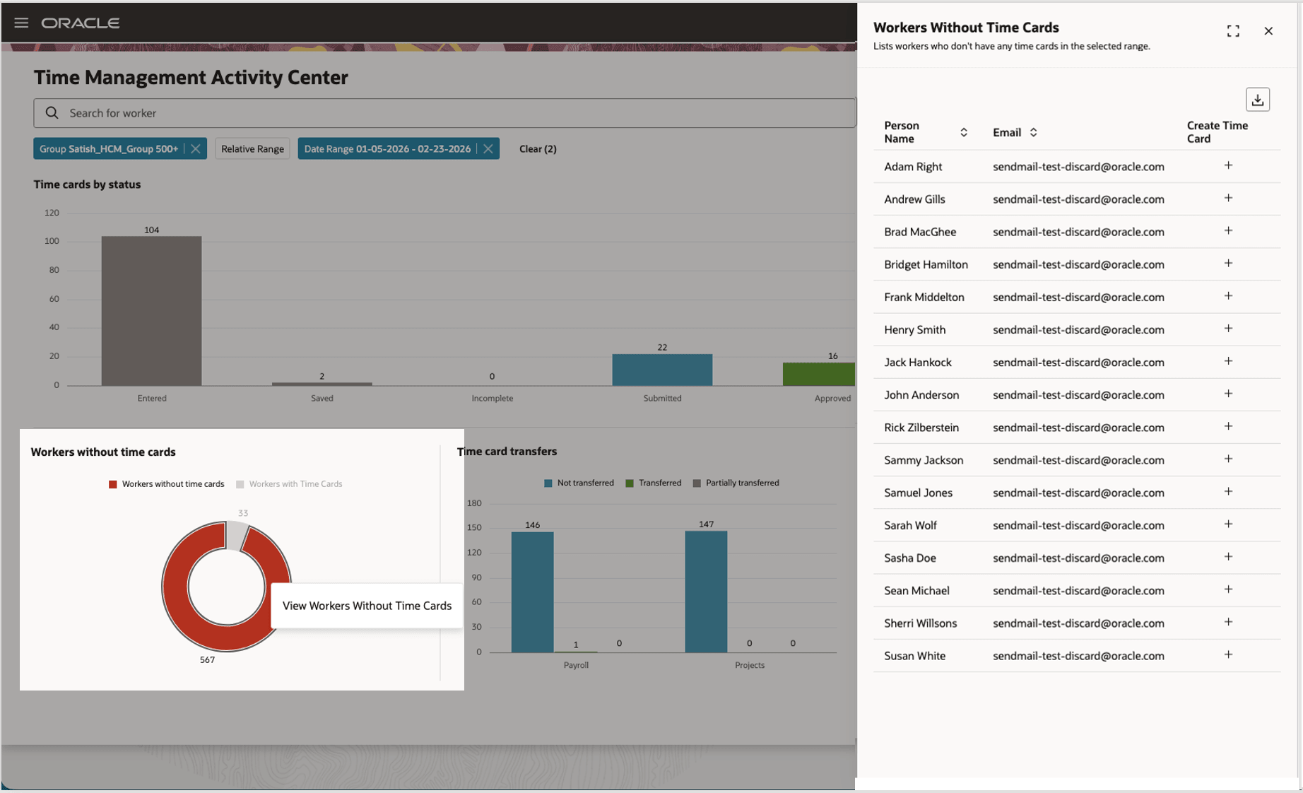 Workers without Time Cards drawer