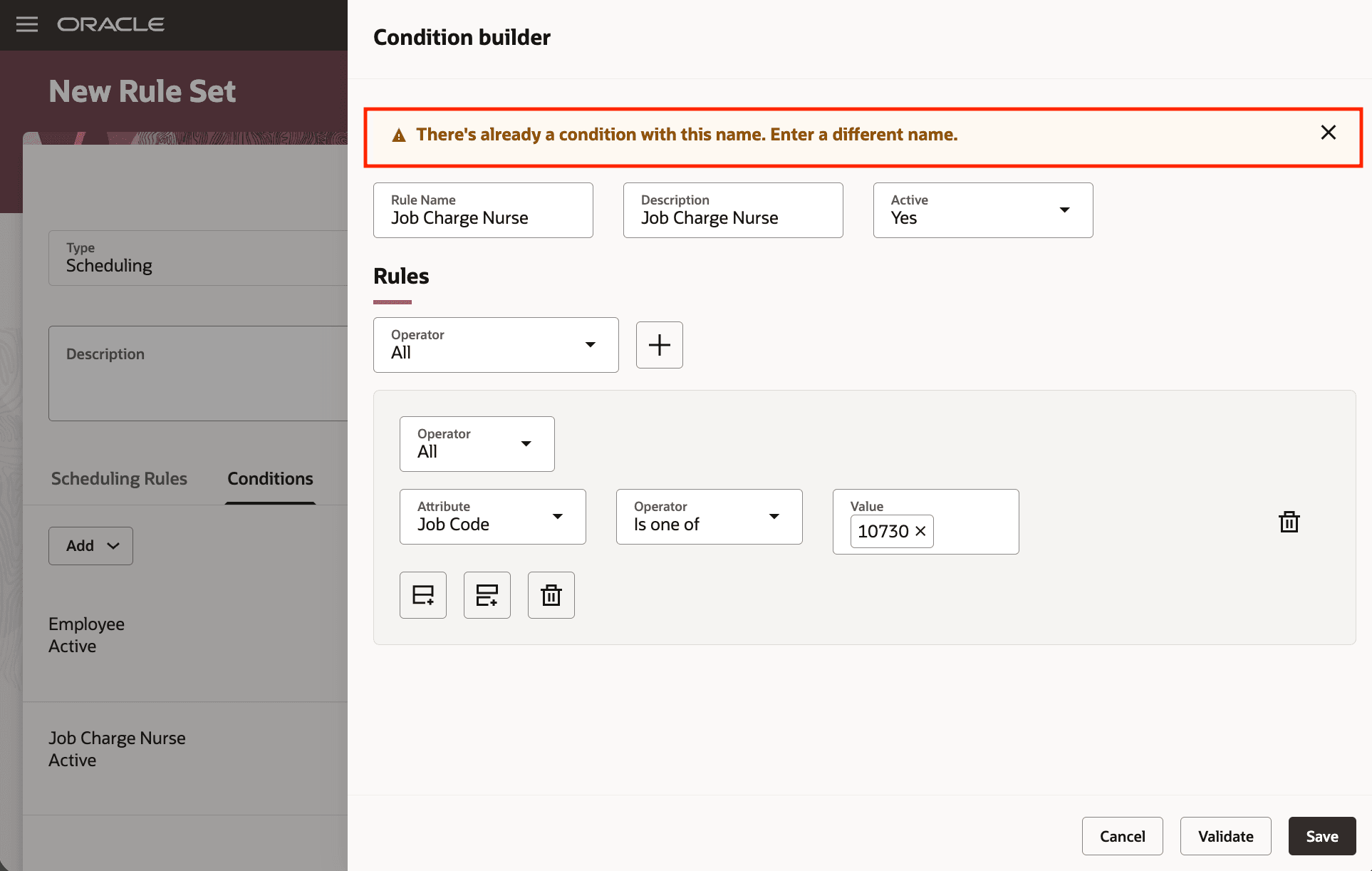 Warning When Creating or Saving a Condition With Existing Name