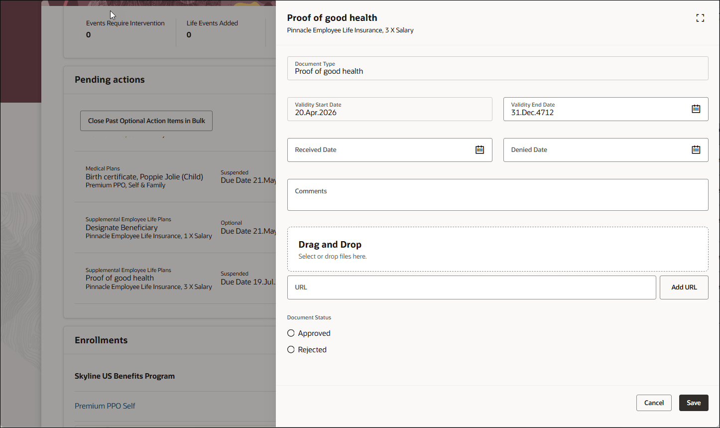 Attachment Types Allowed in Document Record for a Certificate–Set to All