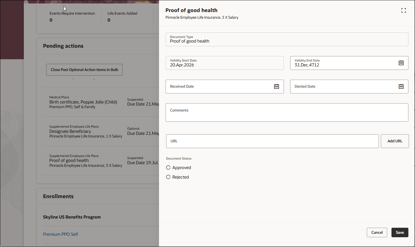Attachment Types Allowed in Document Record for a Certificate–Set to URL