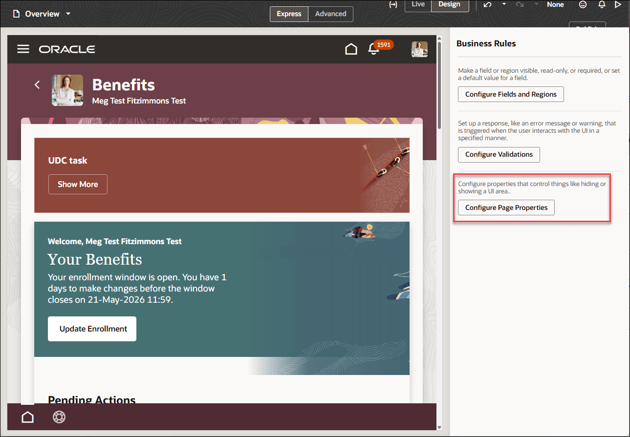 Benefits Landing Page - Configure Page Properties. 