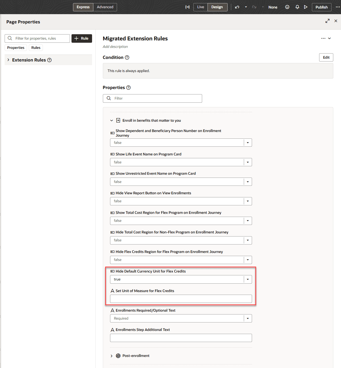 Page Properties to Display Custom Unit of Measure