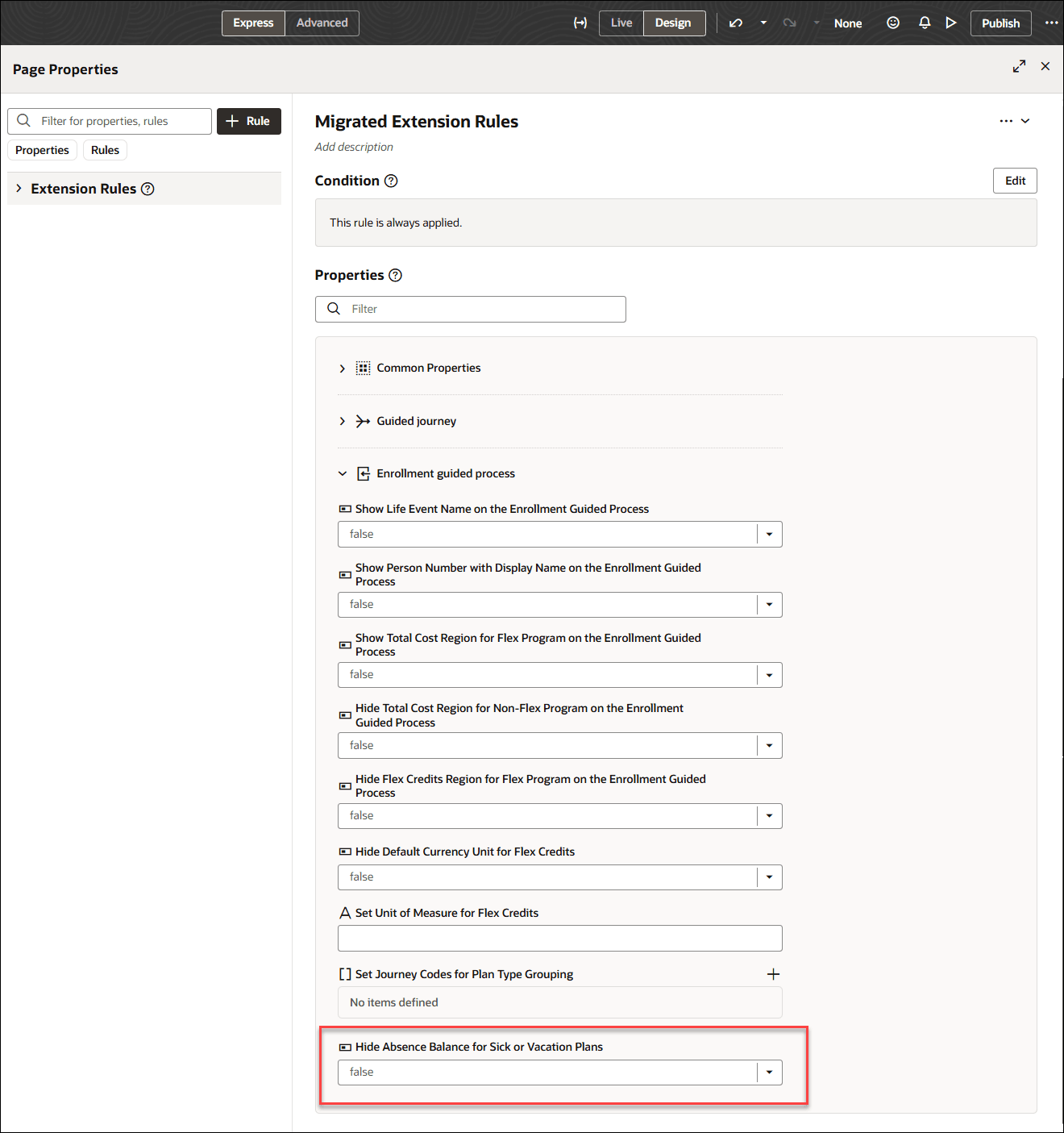 Page Property to Hide Absence Balance